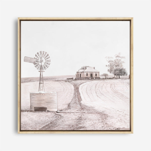 Shop Australian Farm I (Square) Canvas Print a painted style framed canvas wall art print from The Print Emporium artwork collection - Buy Australian made fine art painting style stretched canvas prints for the home and your interior decor space, TPE-924-CA-40X40-NF