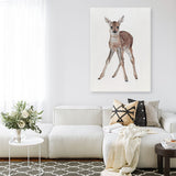Shop Baby Deer Canvas Print a painted adorable baby nursery room animal themed framed canvas wall art print from The Print Emporium artwork collection - Buy Australian made fine art painting style stretched canvas prints for the home and your interior decor space, TPE-200-CA-35X46-NF