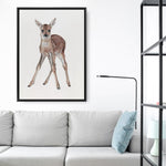 Shop Baby Deer Canvas Print a painted adorable baby nursery room animal themed framed canvas wall art print from The Print Emporium artwork collection - Buy Australian made fine art painting style stretched canvas prints for the home and your interior decor space, TPE-200-CA-35X46-NF