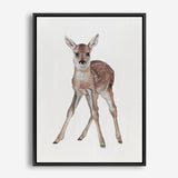 Shop Baby Deer Canvas Print a painted adorable baby nursery room animal themed framed canvas wall art print from The Print Emporium artwork collection - Buy Australian made fine art painting style stretched canvas prints for the home and your interior decor space, TPE-200-CA-35X46-NF
