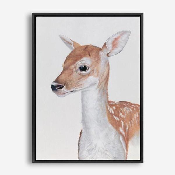 Shop Baby Deer II Canvas Print a painted adorable baby nursery room animal themed framed canvas wall art print from The Print Emporium artwork collection - Buy Australian made fine art painting style stretched canvas prints for the home and your interior decor space, TPE-252-CA-35X46-NF