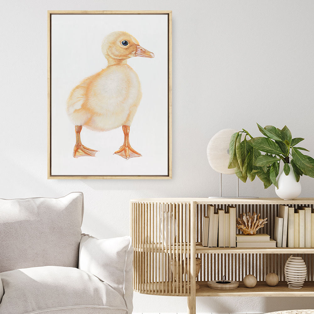 Shop Baby Duckling Canvas Print a painted adorable baby nursery room animal themed framed canvas wall art print from The Print Emporium artwork collection - Buy Australian made fine art painting style stretched canvas prints for the home and your interior decor space, TPE-254-CA-35X46-NF