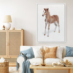 Shop Baby Foal Canvas Print a painted adorable baby nursery room animal themed framed canvas wall art print from The Print Emporium artwork collection - Buy Australian made fine art painting style stretched canvas prints for the home and your interior decor space, TPE-287-CA-35X46-NF