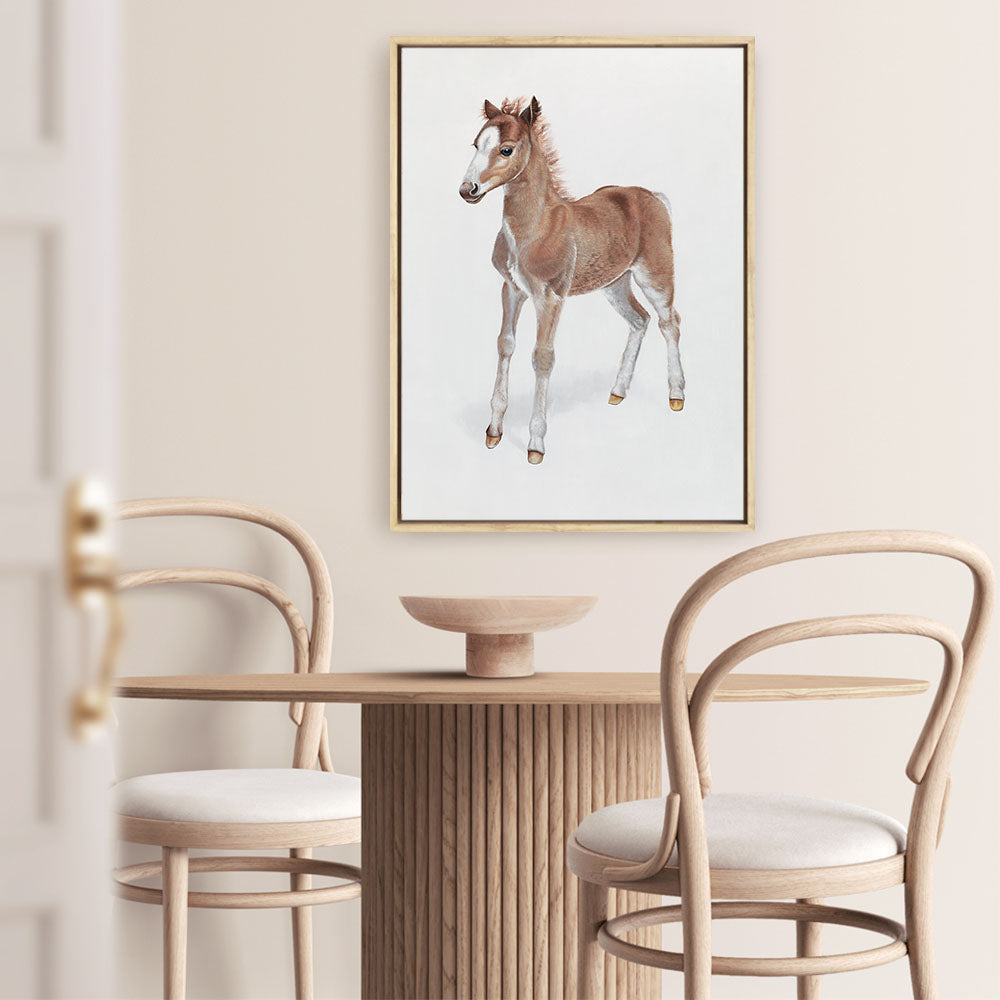 Shop Baby Foal Canvas Print a painted adorable baby nursery room animal themed framed canvas wall art print from The Print Emporium artwork collection - Buy Australian made fine art painting style stretched canvas prints for the home and your interior decor space, TPE-287-CA-35X46-NF