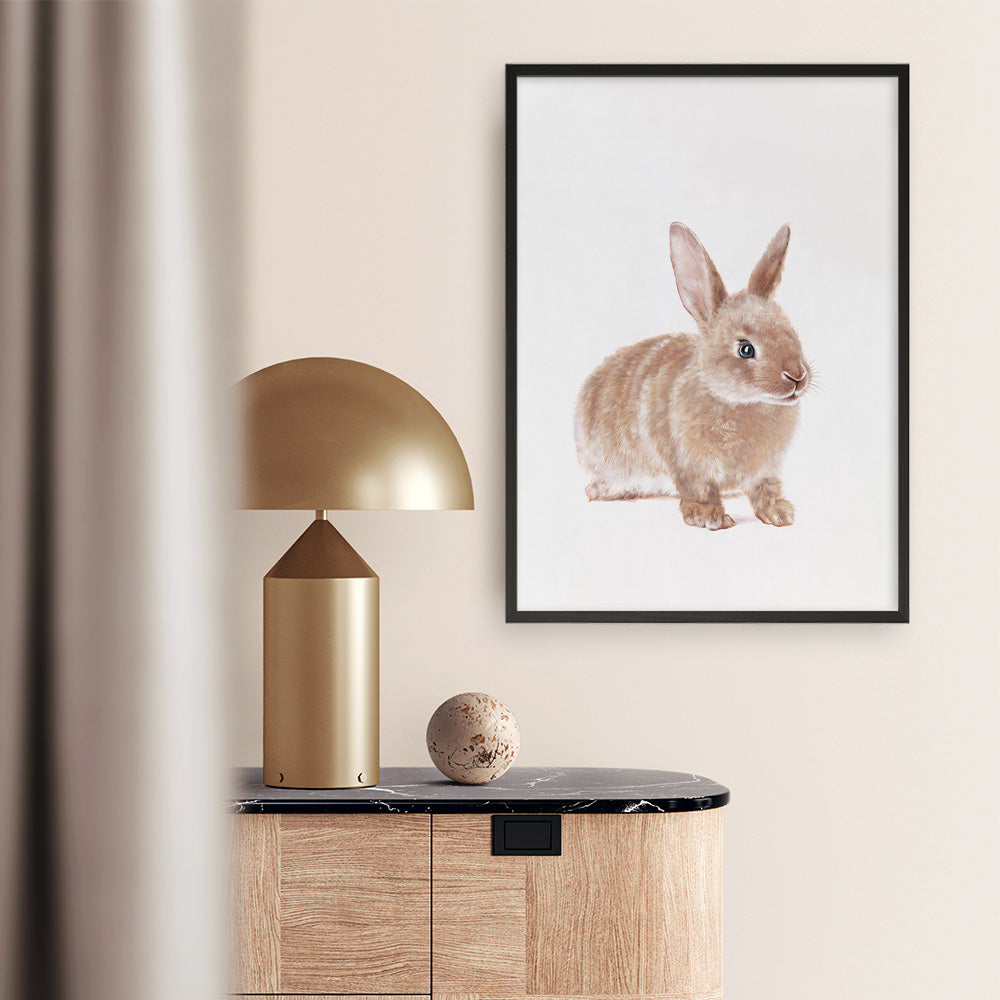 Shop Baby Rabbit Art Print a painted adorable baby nursery animal themed wall art print from The Print Emporium wall artwork collection - Buy Australian made fine art painting style poster and framed prints for the home and your interior decor room, TPE-201-AP