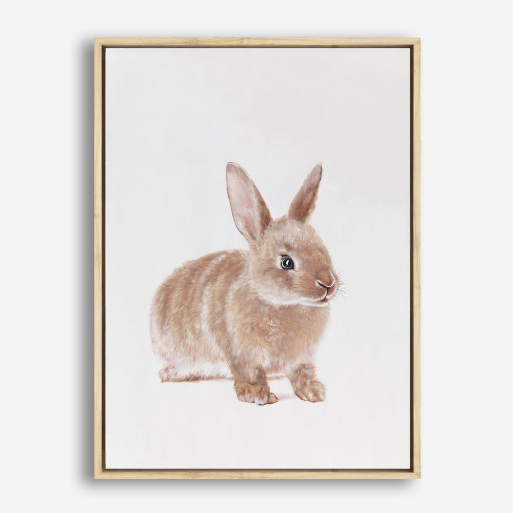 Shop Baby Rabbit Canvas Print a painted adorable baby nursery room animal themed framed canvas wall art print from The Print Emporium artwork collection - Buy Australian made fine art painting style stretched canvas prints for the home and your interior decor space, TPE-201-CA-35X46-NF
