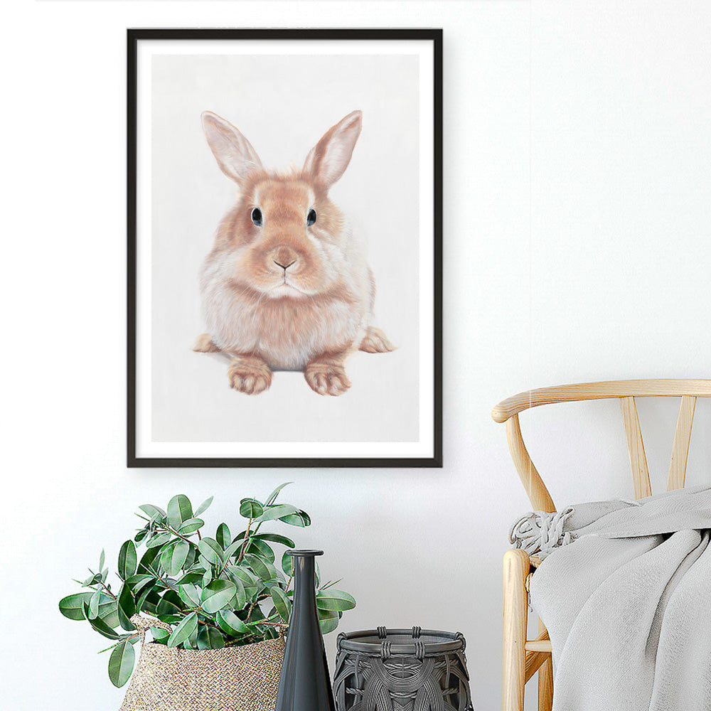 Shop Baby Rabbit II Art Print a painted adorable baby nursery animal themed wall art print from The Print Emporium wall artwork collection - Buy Australian made fine art painting style poster and framed prints for the home and your interior decor room, TPE-215-AP