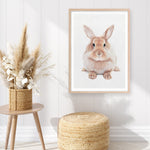 Shop Baby Rabbit II Art Print a painted adorable baby nursery animal themed wall art print from The Print Emporium wall artwork collection - Buy Australian made fine art painting style poster and framed prints for the home and your interior decor room, TPE-215-AP