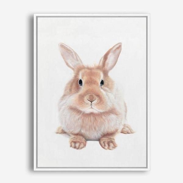 Shop Baby Rabbit II Canvas Print a painted adorable baby nursery room animal themed framed canvas wall art print from The Print Emporium artwork collection - Buy Australian made fine art painting style stretched canvas prints for the home and your interior decor space, TPE-215-CA-35X46-NF