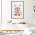 Shop Baby Rabbit II Canvas Print a painted adorable baby nursery room animal themed framed canvas wall art print from The Print Emporium artwork collection - Buy Australian made fine art painting style stretched canvas prints for the home and your interior decor space, TPE-215-CA-35X46-NF