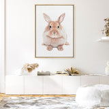 Shop Baby Rabbit II Canvas Print a painted adorable baby nursery room animal themed framed canvas wall art print from The Print Emporium artwork collection - Buy Australian made fine art painting style stretched canvas prints for the home and your interior decor space, TPE-215-CA-35X46-NF