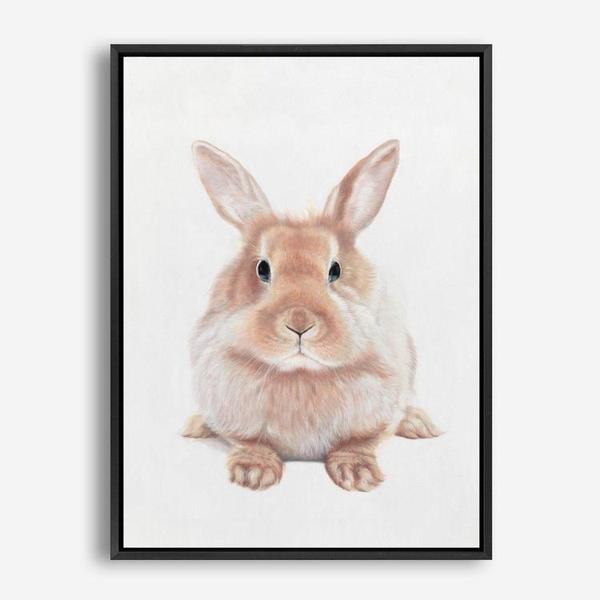 Shop Baby Rabbit II Canvas Print a painted adorable baby nursery room animal themed framed canvas wall art print from The Print Emporium artwork collection - Buy Australian made fine art painting style stretched canvas prints for the home and your interior decor space, TPE-215-CA-35X46-NF