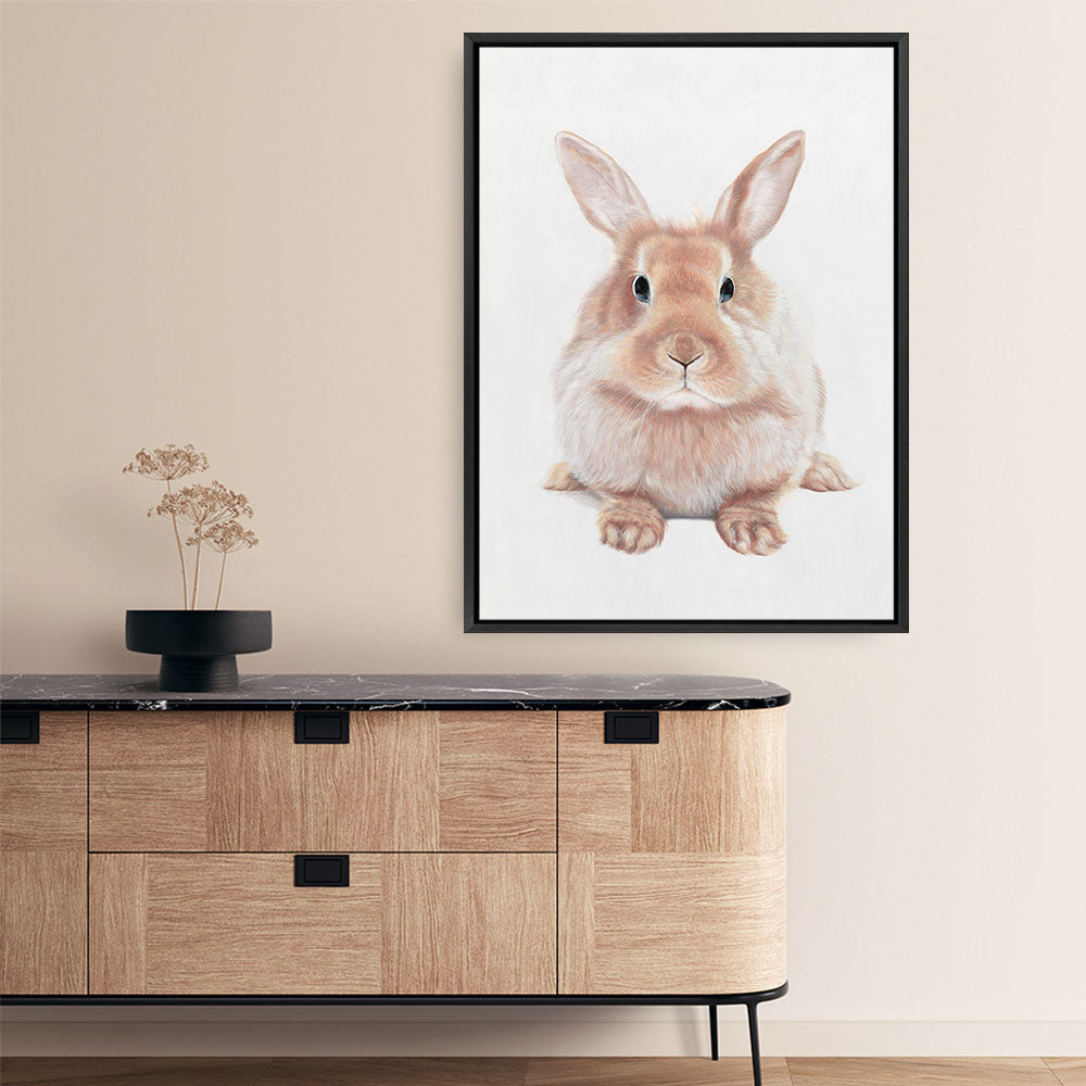 Shop Baby Rabbit II Canvas Print a painted adorable baby nursery room animal themed framed canvas wall art print from The Print Emporium artwork collection - Buy Australian made fine art painting style stretched canvas prints for the home and your interior decor space, TPE-215-CA-35X46-NF
