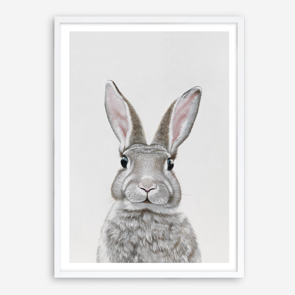Shop Baby Rabbit III Art Print a painted adorable baby nursery animal themed wall art print from The Print Emporium wall artwork collection - Buy Australian made fine art painting style poster and framed prints for the home and your interior decor room, TPE-256-AP