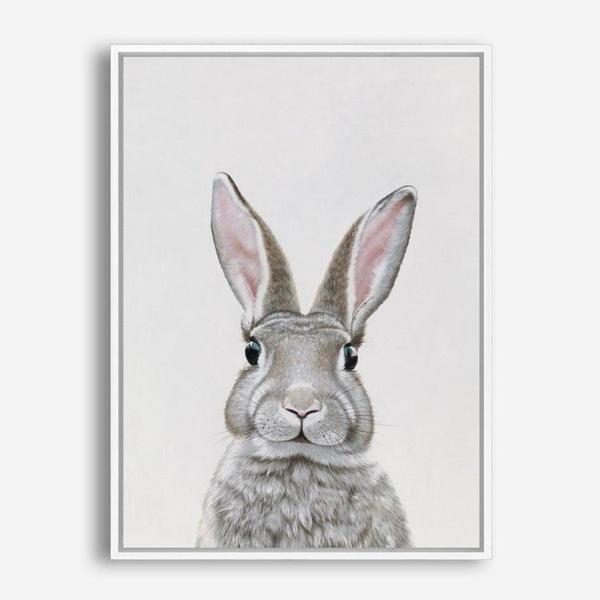 Shop Baby Rabbit III Canvas Print a painted adorable baby nursery room animal themed framed canvas wall art print from The Print Emporium artwork collection - Buy Australian made fine art painting style stretched canvas prints for the home and your interior decor space, TPE-256-CA-35X46-NF