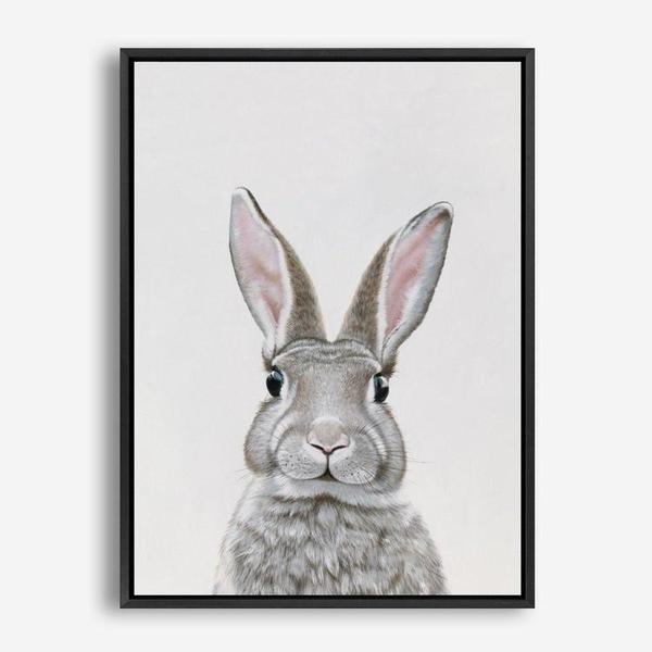 Shop Baby Rabbit III Canvas Print a painted adorable baby nursery room animal themed framed canvas wall art print from The Print Emporium artwork collection - Buy Australian made fine art painting style stretched canvas prints for the home and your interior decor space, TPE-256-CA-35X46-NF