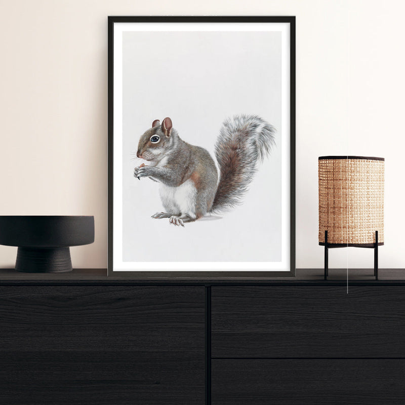 Shop Baby Squirrel Art Print a painted adorable baby nursery animal themed wall art print from The Print Emporium wall artwork collection - Buy Australian made fine art painting style poster and framed prints for the home and your interior decor room, TPE-255-AP