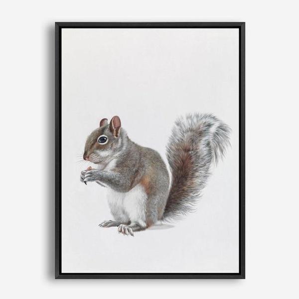 Shop Baby Squirrel Canvas Print a painted adorable baby nursery room animal themed framed canvas wall art print from The Print Emporium artwork collection - Buy Australian made fine art painting style stretched canvas prints for the home and your interior decor space, TPE-255-CA-35X46-NF