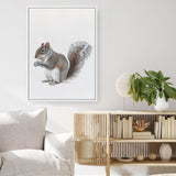 Shop Baby Squirrel Canvas Print a painted adorable baby nursery room animal themed framed canvas wall art print from The Print Emporium artwork collection - Buy Australian made fine art painting style stretched canvas prints for the home and your interior decor space, TPE-255-CA-35X46-NF