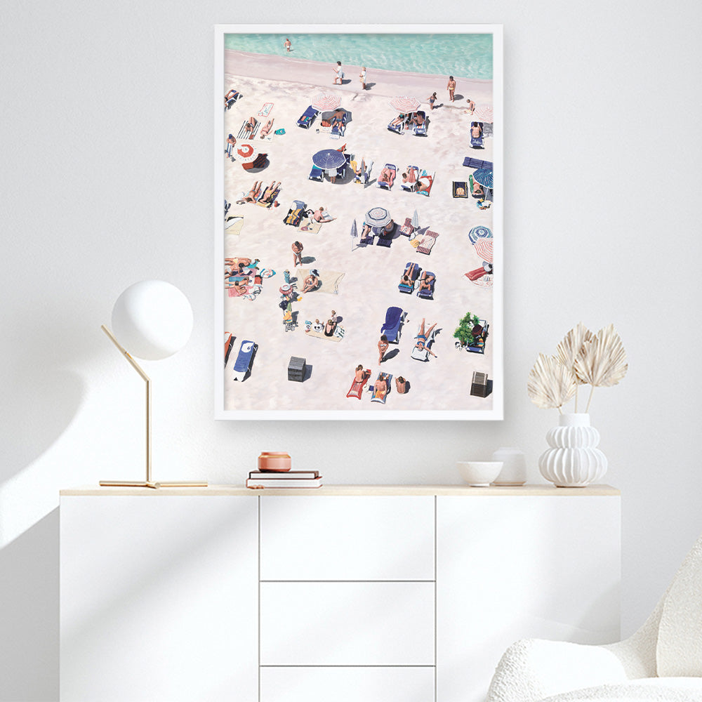 Shop Beach Bathers Art Print a coastal themed painted wall art print from The Print Emporium wall artwork collection - Buy Australian made fine art painting style poster and framed prints for the home and your interior decor room, TPE-327-AP