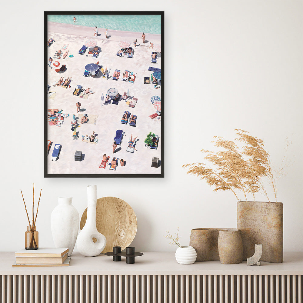 Shop Beach Bathers Art Print a coastal themed painted wall art print from The Print Emporium wall artwork collection - Buy Australian made fine art painting style poster and framed prints for the home and your interior decor room, TPE-327-AP