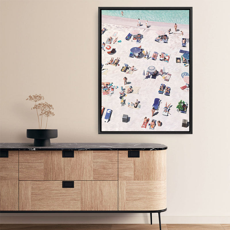 Shop Beach Bathers Canvas Print a coastal themed painted framed canvas wall art print from The Print Emporium artwork collection - Buy Australian made fine art painting style stretched canvas prints for the home and your interior decor space, TPE-327-CA-35X46-NF