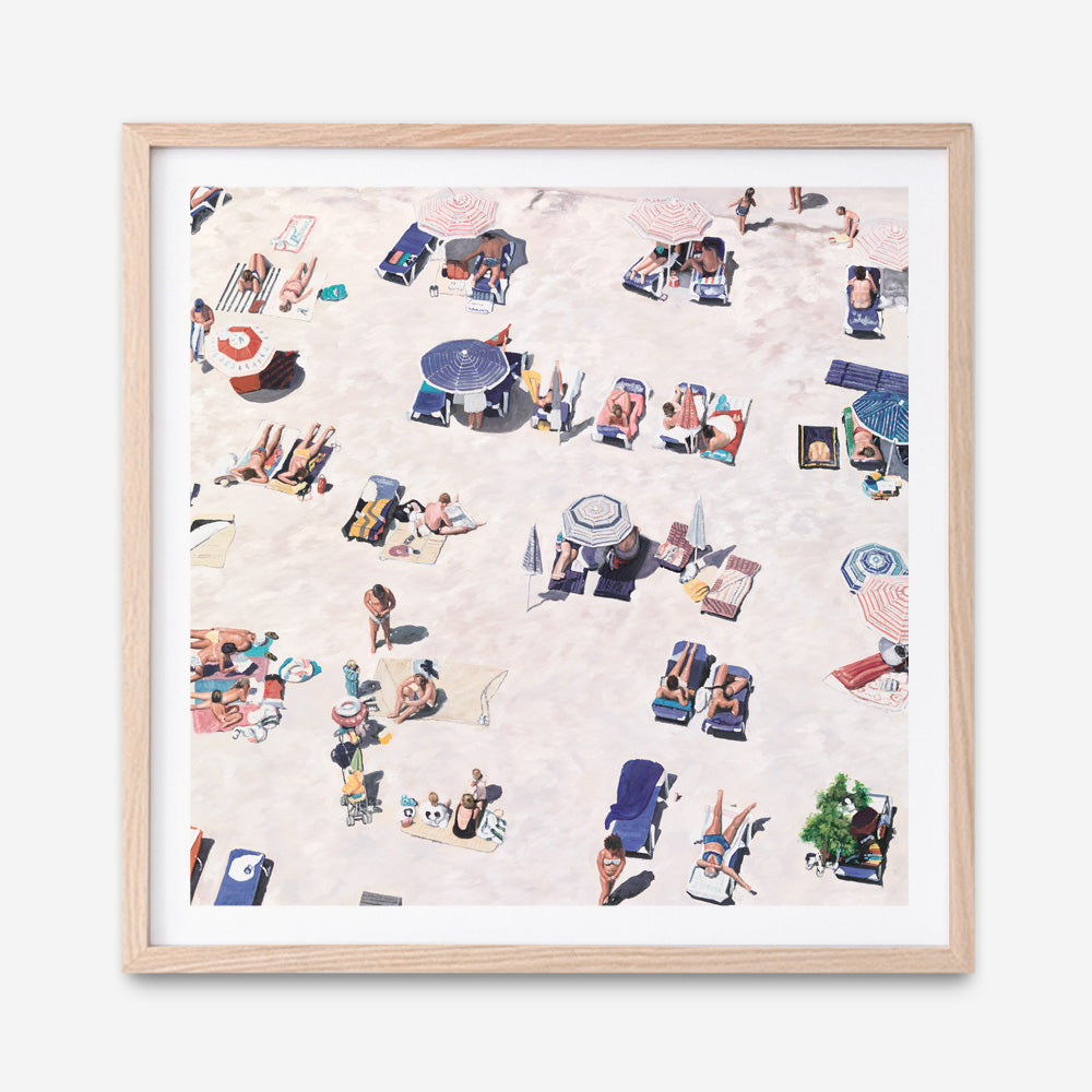 Shop Beach Bathers (Square) Art Print a coastal themed painted wall art print from The Print Emporium wall artwork collection - Buy Australian made fine art painting style poster and framed prints for the home and your interior decor room, TPE-475-AP