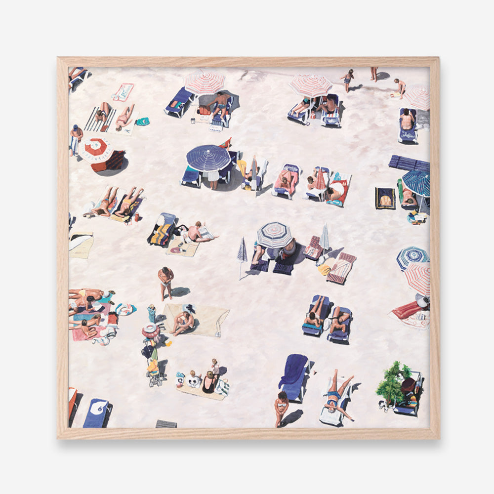 Shop Beach Bathers (Square) Art Print a coastal themed painted wall art print from The Print Emporium wall artwork collection - Buy Australian made fine art painting style poster and framed prints for the home and your interior decor room, TPE-475-AP