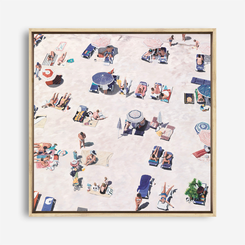 Shop Beach Bathers (Square) Canvas Print a coastal themed painted framed canvas wall art print from The Print Emporium artwork collection - Buy Australian made fine art painting style stretched canvas prints for the home and your interior decor space, TPE-475-CA-40X40-NF