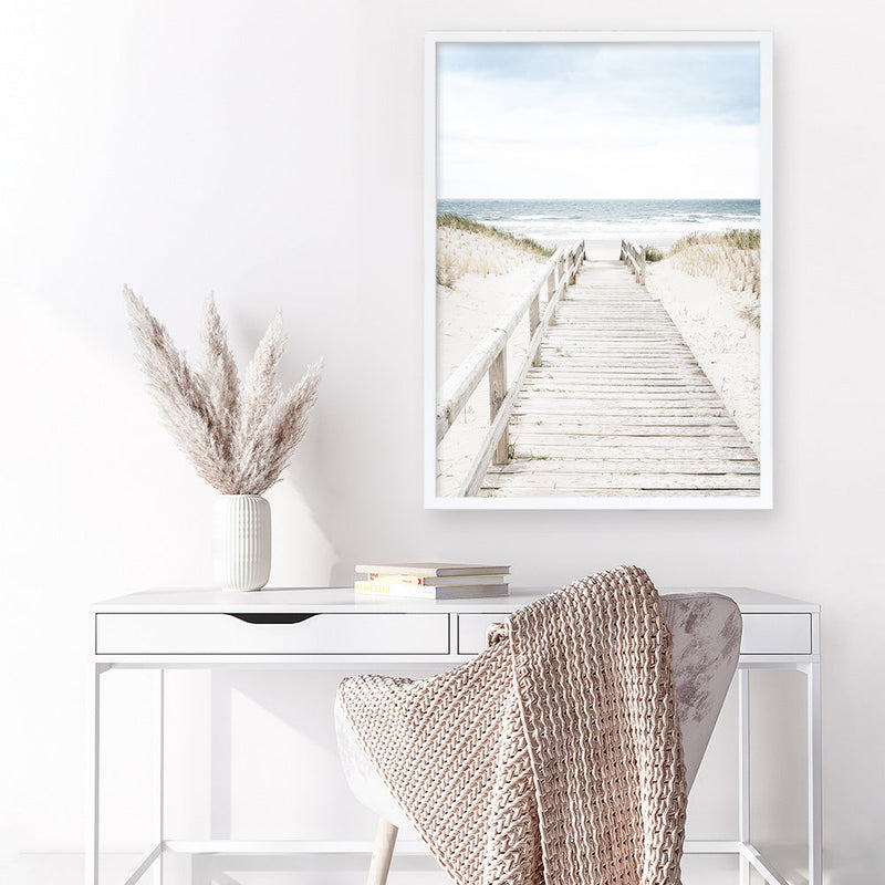 Shop Beach Bridge Photo Art Print a coastal themed photography wall art print from The Print Emporium wall artwork collection - Buy Australian made fine art poster and framed prints for the home and your interior decor, TPE-1187-AP