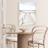 Shop Beach Bridge Photo Canvas Print a coastal themed photography framed stretched canvas print from The Print Emporium wall artwork collection - Buy Australian made prints for the home and your interior decor space, TPE-1187-CA-35X46-NF