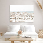 Shop Beach Parasols Photo Canvas Print a coastal themed photography framed stretched canvas print from The Print Emporium wall artwork collection - Buy Australian made prints for the home and your interior decor space, TPE-1229-CA-35X46-NF