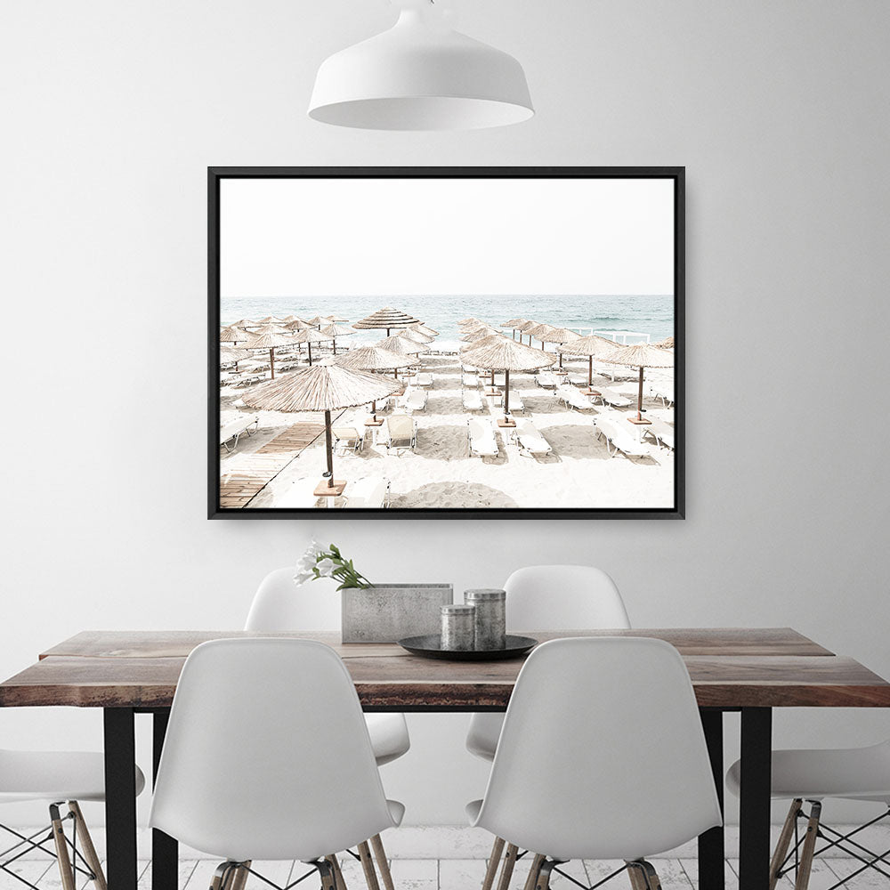 Shop Beach Parasols Photo Canvas Print a coastal themed photography framed stretched canvas print from The Print Emporium wall artwork collection - Buy Australian made prints for the home and your interior decor space, TPE-1229-CA-35X46-NF
