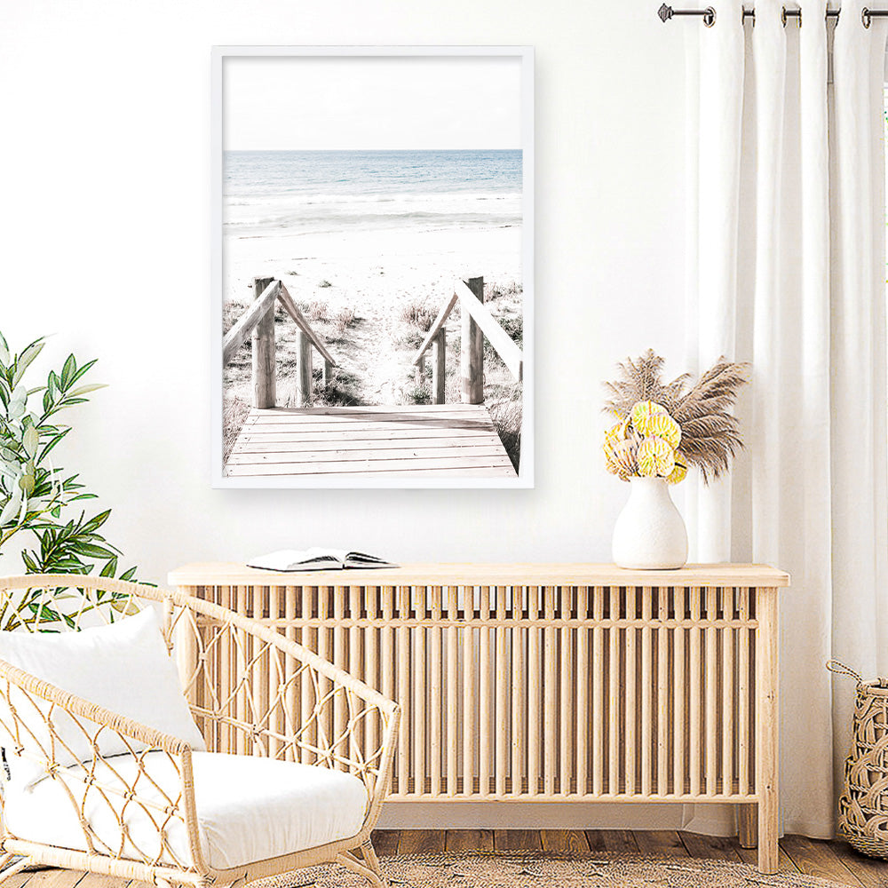 Shop Beach Stairs Photo Art Print a coastal themed photography wall art print from The Print Emporium wall artwork collection - Buy Australian made fine art poster and framed prints for the home and your interior decor, TPE-786-AP