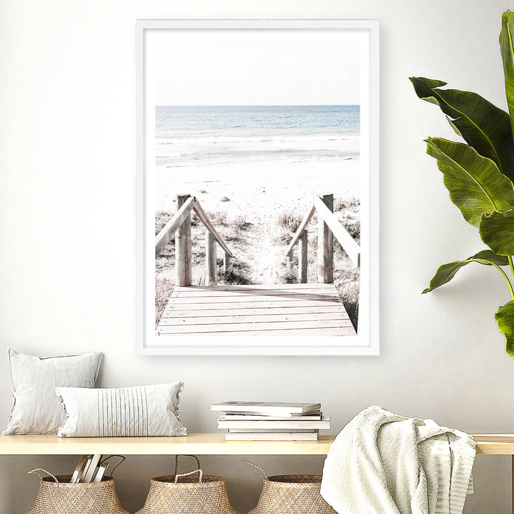 Shop Beach Stairs Photo Art Print a coastal themed photography wall art print from The Print Emporium wall artwork collection - Buy Australian made fine art poster and framed prints for the home and your interior decor, TPE-786-AP