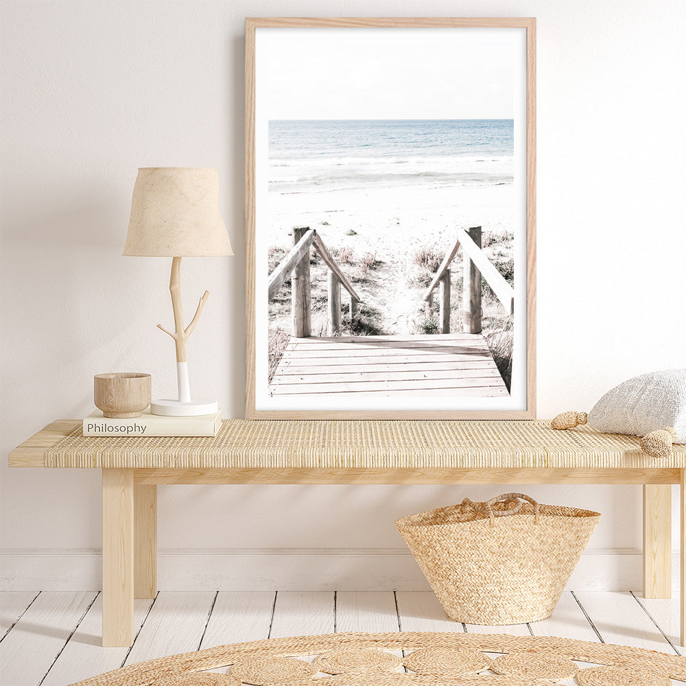 Shop Beach Stairs Photo Art Print a coastal themed photography wall art print from The Print Emporium wall artwork collection - Buy Australian made fine art poster and framed prints for the home and your interior decor, TPE-786-AP