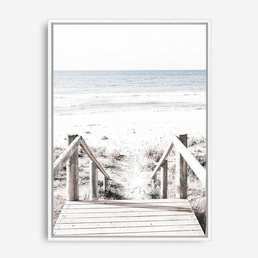 Shop Beach Stairs Photo Canvas Print a coastal themed photography framed stretched canvas print from The Print Emporium wall artwork collection - Buy Australian made prints for the home and your interior decor space, TPE-786-CA-35X46-NF