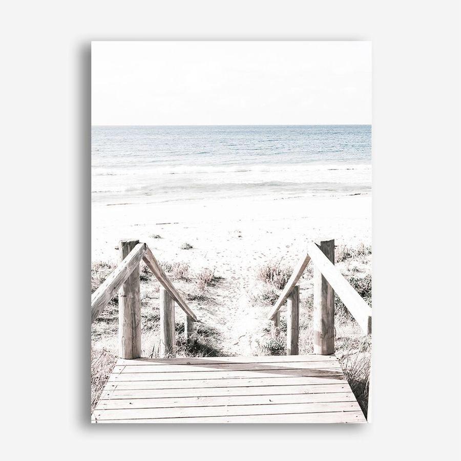 Shop Beach Stairs Photo Canvas Print a coastal themed photography framed stretched canvas print from The Print Emporium wall artwork collection - Buy Australian made prints for the home and your interior decor space, TPE-786-CA-35X46-NF