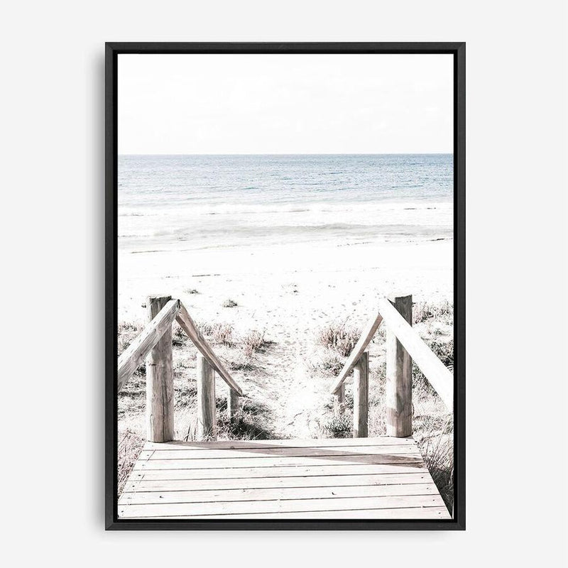 Shop Beach Stairs Photo Canvas Print a coastal themed photography framed stretched canvas print from The Print Emporium wall artwork collection - Buy Australian made prints for the home and your interior decor space, TPE-786-CA-35X46-NF