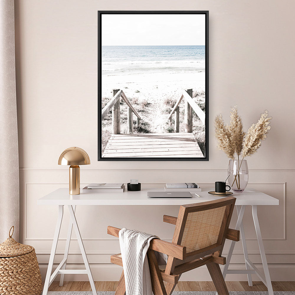 Shop Beach Stairs Photo Canvas Print a coastal themed photography framed stretched canvas print from The Print Emporium wall artwork collection - Buy Australian made prints for the home and your interior decor space, TPE-786-CA-35X46-NF