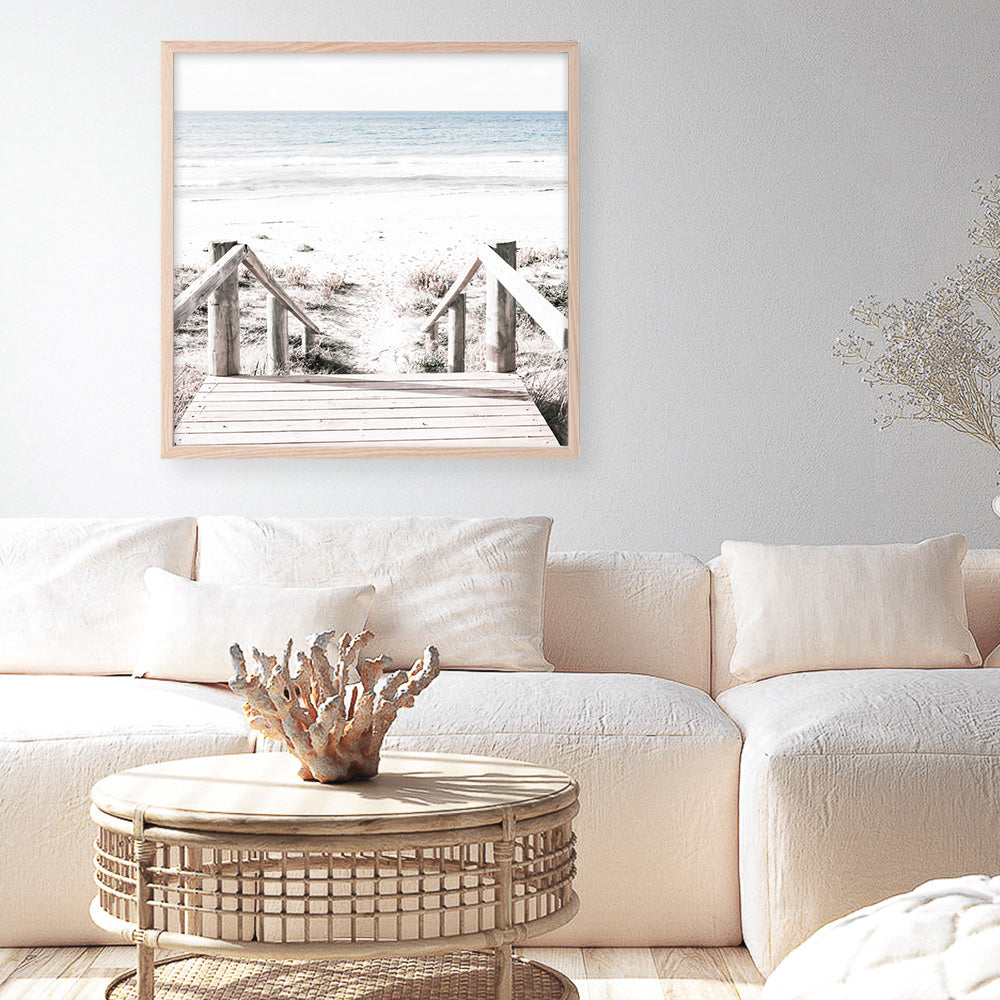Shop Beach Stairs (Square) Photo Art Print a coastal themed photography wall art print from The Print Emporium wall artwork collection - Buy Australian made fine art poster and framed prints for the home and your interior decor, TPE-1029-AP