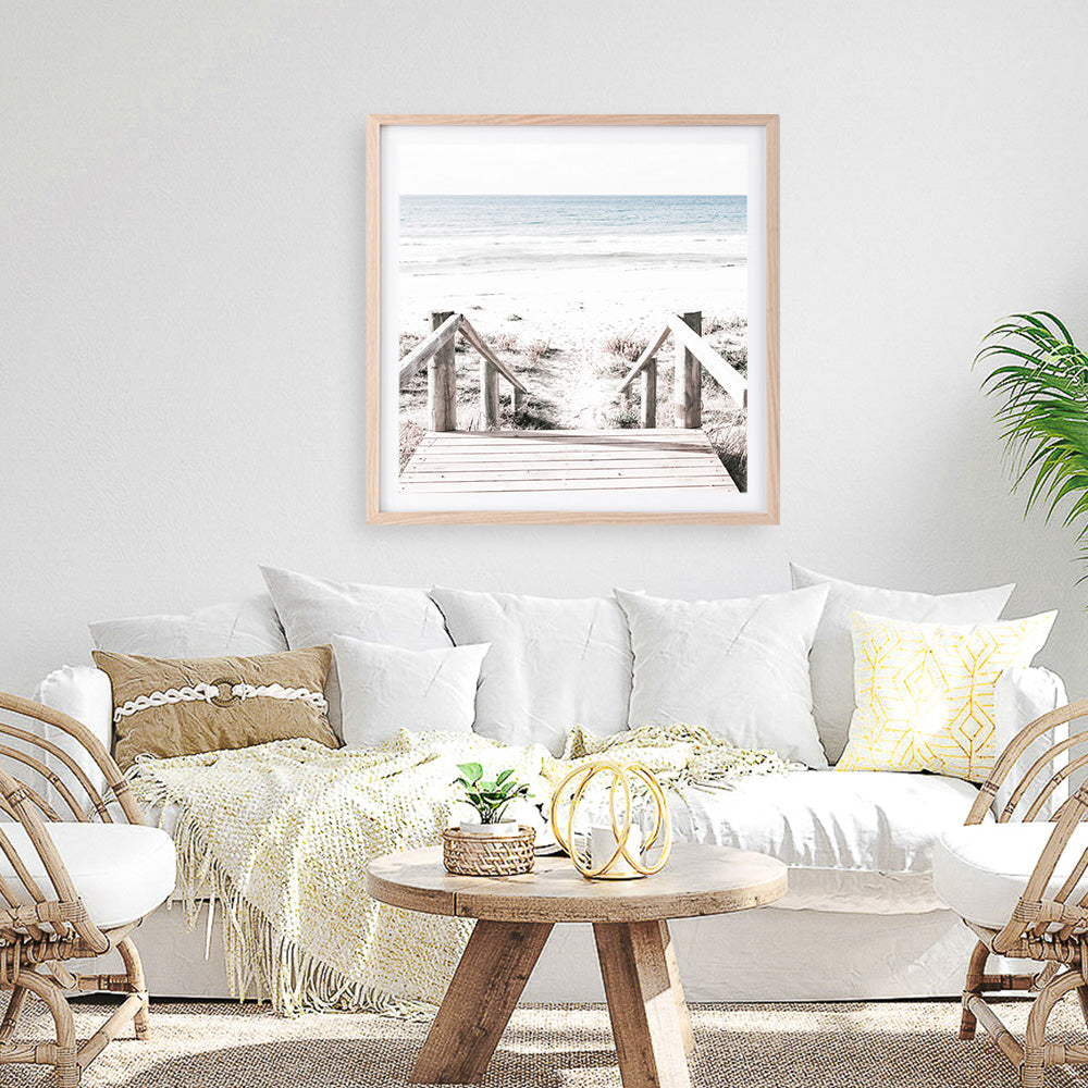 Shop Beach Stairs (Square) Photo Art Print a coastal themed photography wall art print from The Print Emporium wall artwork collection - Buy Australian made fine art poster and framed prints for the home and your interior decor, TPE-1029-AP