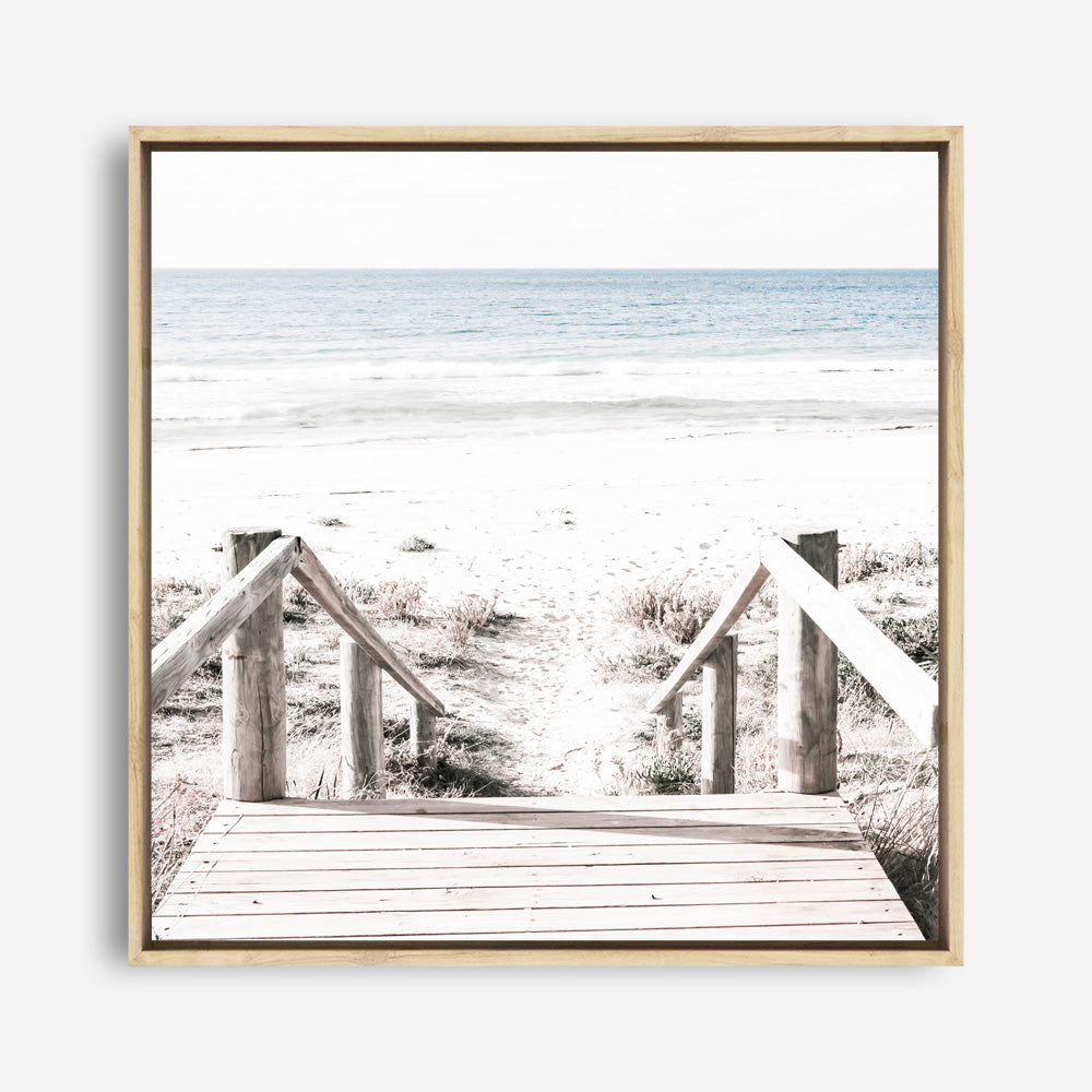 Shop Beach Stairs (Square) Photo Canvas a coastal themed photography framed stretched canvas print from The Print Emporium wall artwork collection - Buy Australian made prints for the home and your interior decor space, TPE-1029-CA-40X40-NF