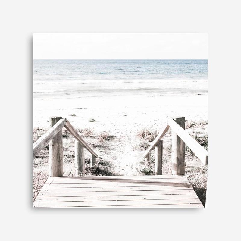 Shop Beach Stairs (Square) Photo Canvas a coastal themed photography framed stretched canvas print from The Print Emporium wall artwork collection - Buy Australian made prints for the home and your interior decor space, TPE-1029-CA-40X40-NF