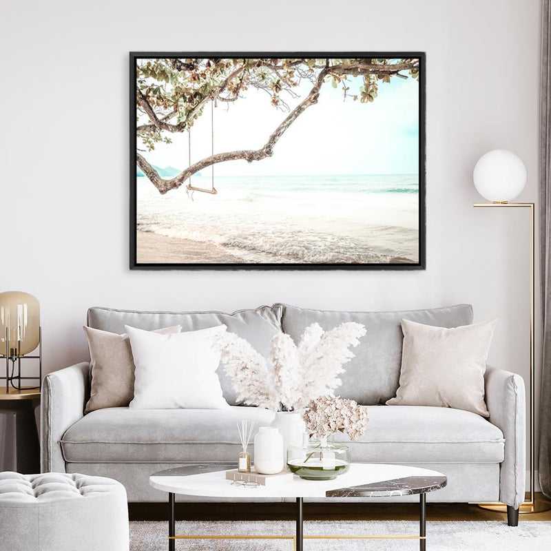 Shop Beach Swing I Photo Canvas Print a coastal themed photography framed stretched canvas print from The Print Emporium wall artwork collection - Buy Australian made prints for the home and your interior decor space, TPE-522-CA-35X46-NF