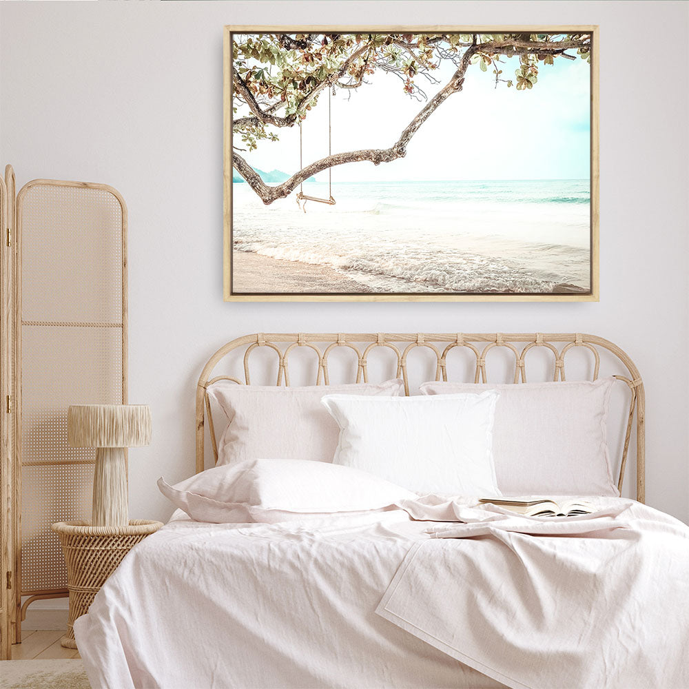 Shop Beach Swing I Photo Canvas Print a coastal themed photography framed stretched canvas print from The Print Emporium wall artwork collection - Buy Australian made prints for the home and your interior decor space, TPE-522-CA-35X46-NF