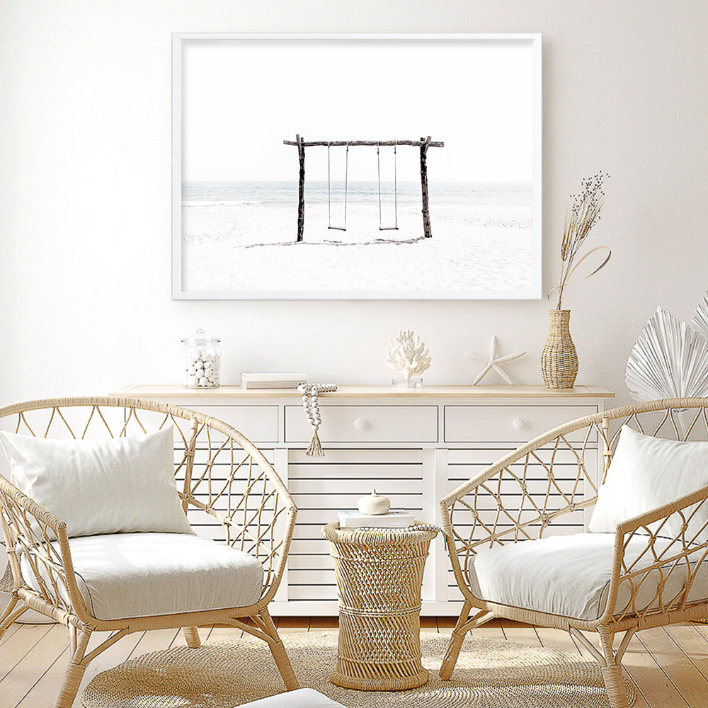 Shop Beach Swing II Photo Art Print a coastal themed photography wall art print from The Print Emporium wall artwork collection - Buy Australian made fine art poster and framed prints for the home and your interior decor, TPE-780-AP