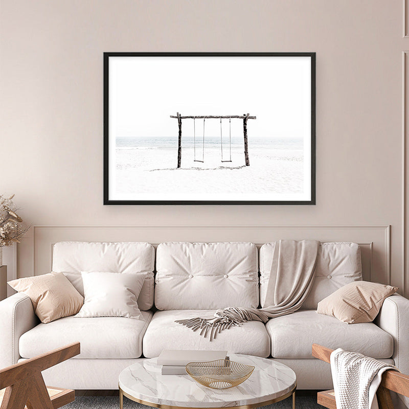 Shop Beach Swing II Photo Art Print a coastal themed photography wall art print from The Print Emporium wall artwork collection - Buy Australian made fine art poster and framed prints for the home and your interior decor, TPE-780-AP