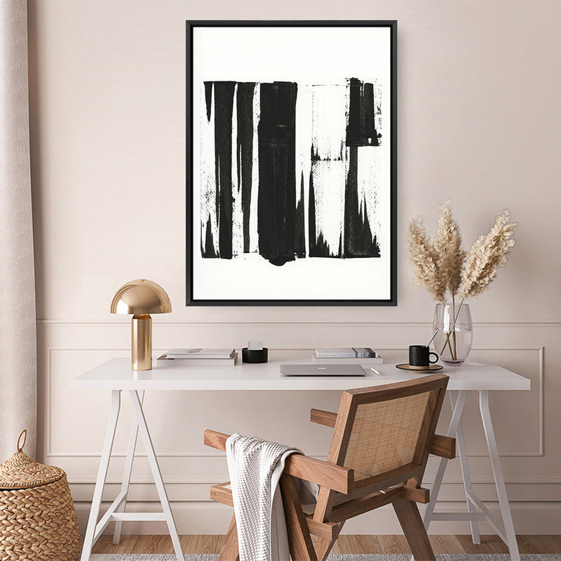 Shop Black Bars I Canvas Print a painted abstract themed framed canvas wall art print from The Print Emporium artwork collection - Buy Australian made fine art painting style stretched canvas prints for the home and your interior decor space, TPE-PC-WZ020-CA-35X46-NF