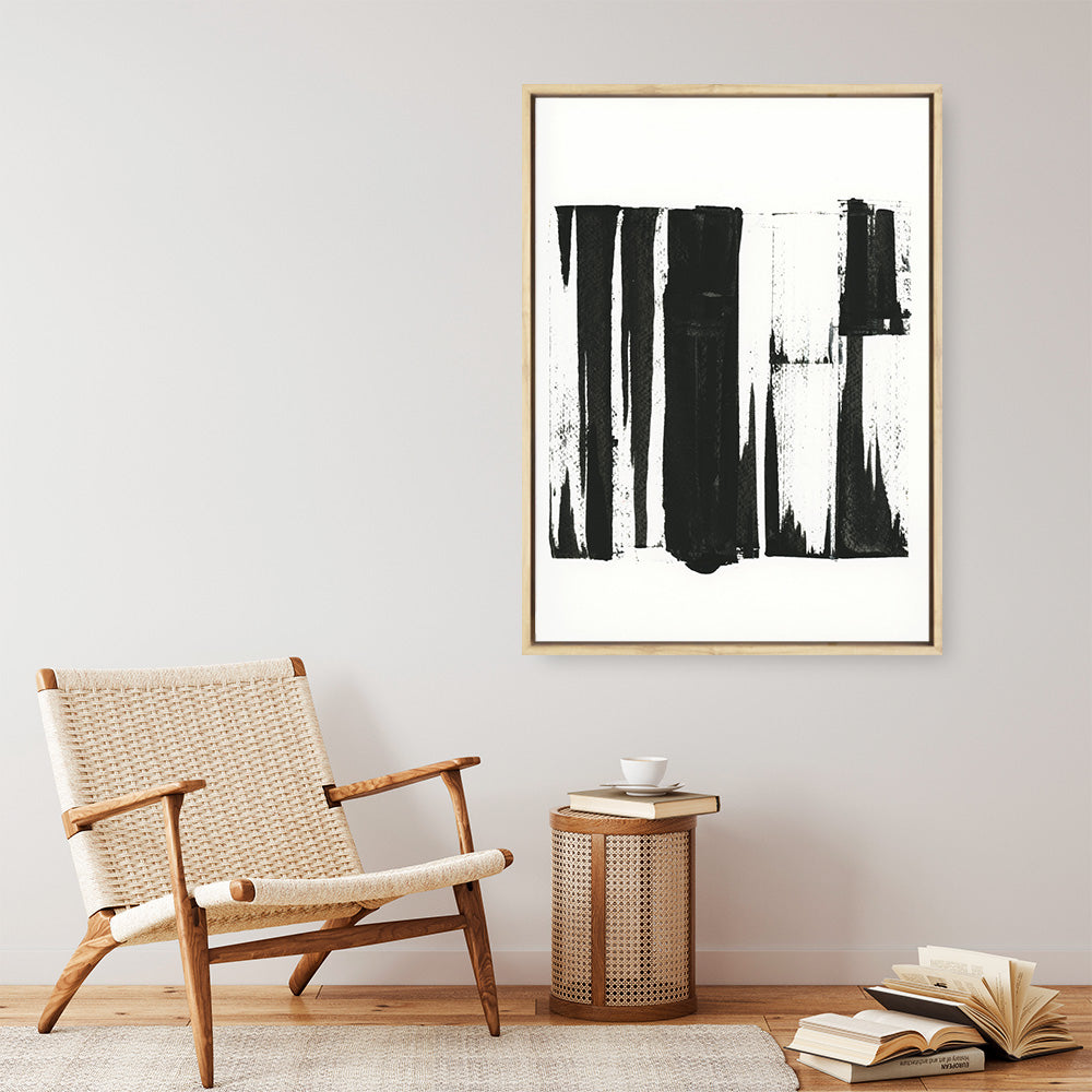 Shop Black Bars I Canvas Print a painted abstract themed framed canvas wall art print from The Print Emporium artwork collection - Buy Australian made fine art painting style stretched canvas prints for the home and your interior decor space, TPE-PC-WZ020-CA-35X46-NF